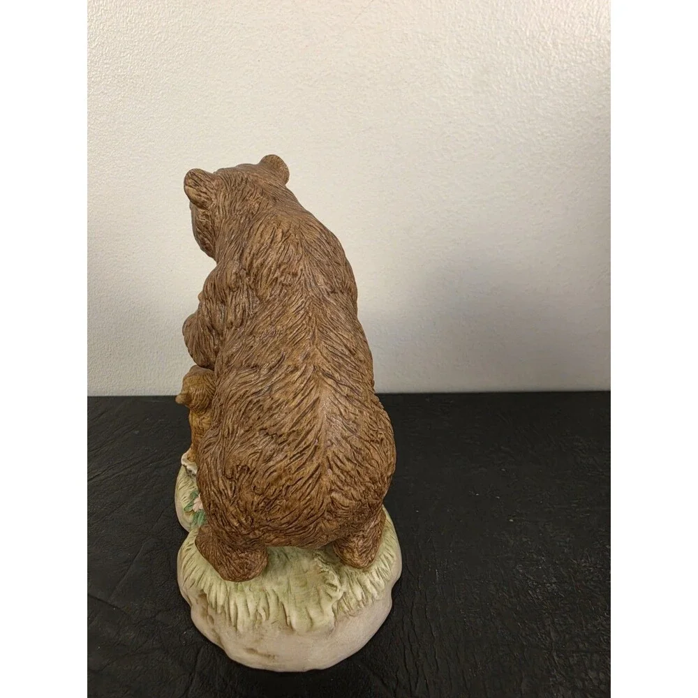 Curious Cubs Bear Family On Log & Base HOMCO Figurine #1435 Home Interiors Mama